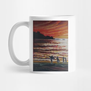 Oil Painting - Surfers in Pacifica, California, 2008 Mug